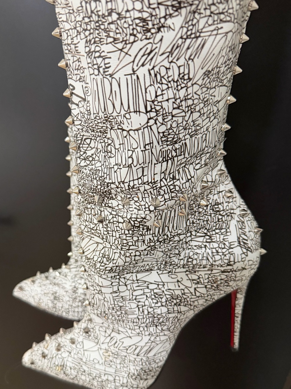 Christian Louboutin Metrolisse black white thigh high boots women's 9 or 40 - Picture 15 of 16